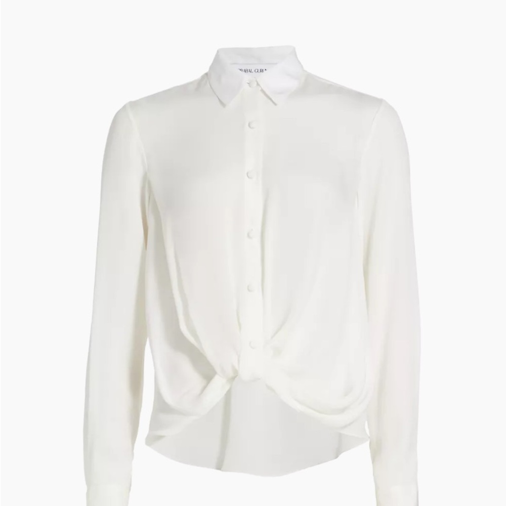 Prabal Gurung  Twist-Front Button-Front Ivory Blouse Size 6 NWD